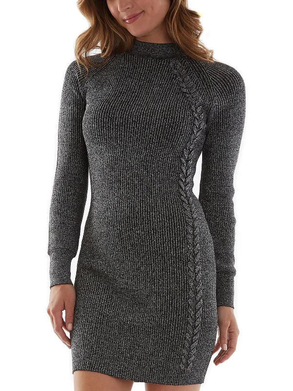 Value Deals Womens Metallic Ribbed Sweaterdress