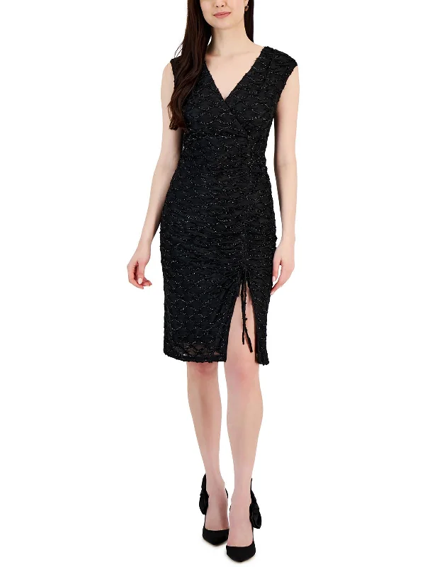 Exclusive Preview Womens Knit Cinched Cocktail and Party Dress