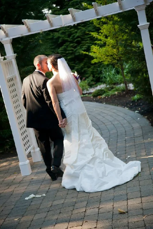Instant Savings David's Bridal Tafeta Fit and Flare Gown