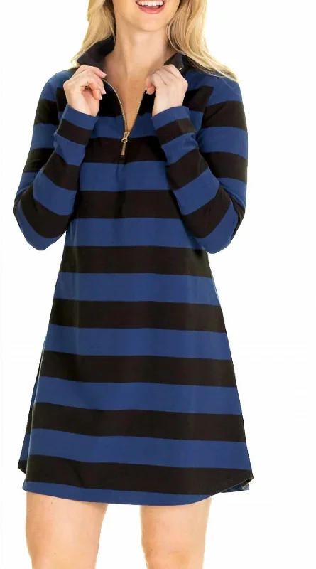 Special Price Sawyer Dress In Black And Blue Stripe