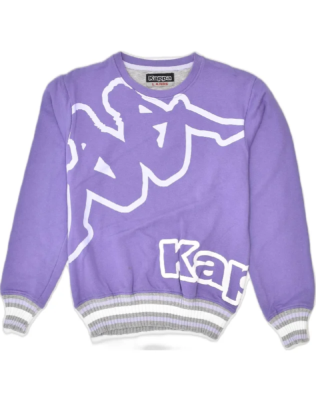 Price Cut KAPPA Womens Graphic Sweatshirt Jumper UK 14 Large Purple Cotton