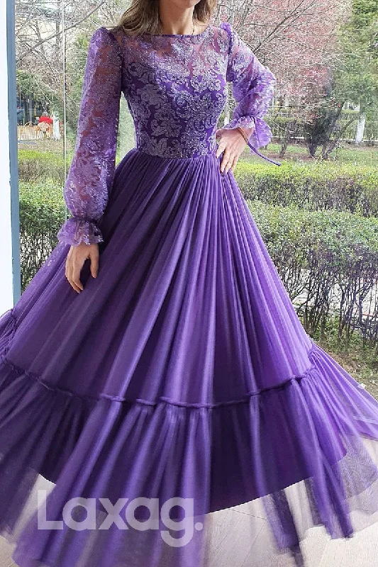 Hurry In 17781 - Women's Scoop Long Sleeves Long Formal Evening Gowns