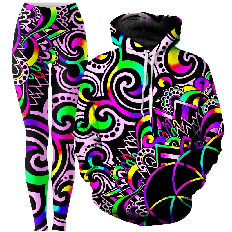 Epic Deals White Doodle Magic 2.0 Hoodie and Leggings Combo