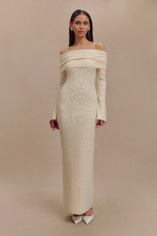Reduced Prices Katherine Off Shoulder Knit Maxi Dress - Ivory