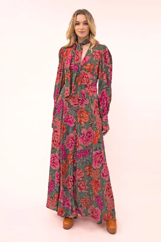 Weekend Flash Sale Rhiannon Tie Neck Maxi Dress