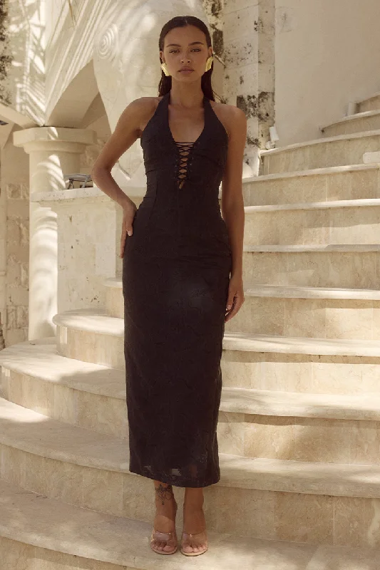 Early Access FRANNIE MIDI DRESS - BLACK