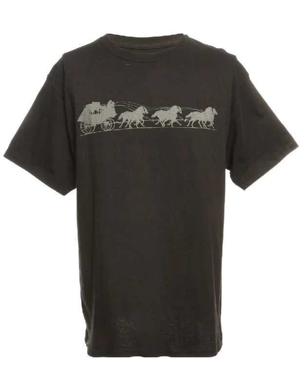 Great Bargains Black Hanes Printed T-shirt - L