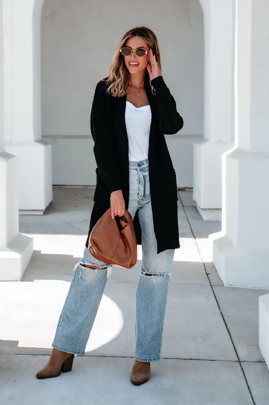 Unbeatable Prices Solid Black Oversized Duster Cardigan - FINAL SALE