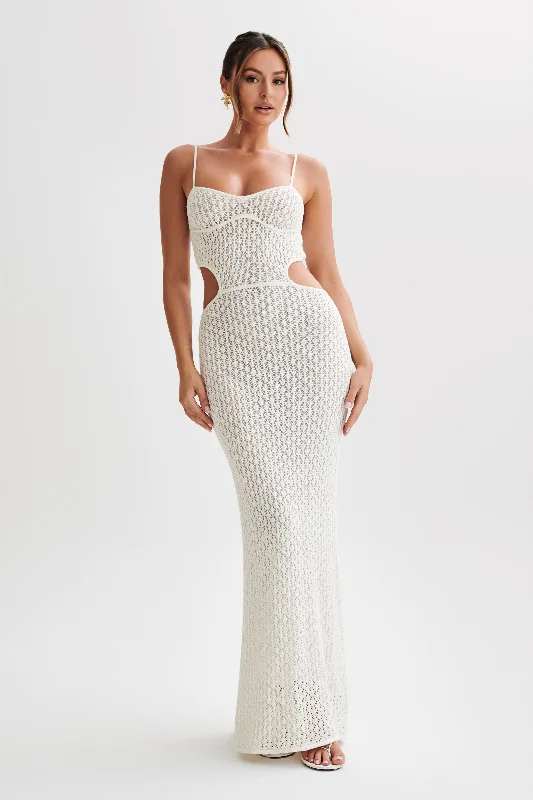 Final Markdown Nerida Knit Cut Out Maxi Dress - Ivory