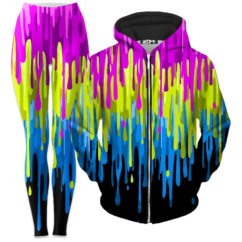 YEAR-End Sale Drip Zip-Up Hoodie and Leggings Combo