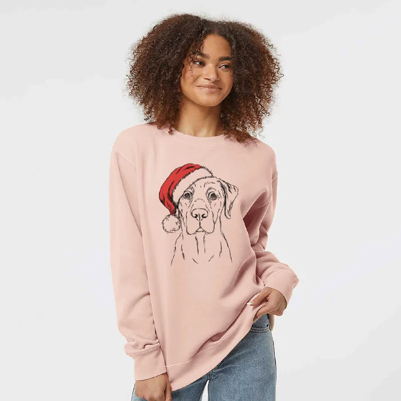 Deal Dash Santa Rowdy the Labrador Retriever - Unisex Pigment Dyed Crew Sweatshirt