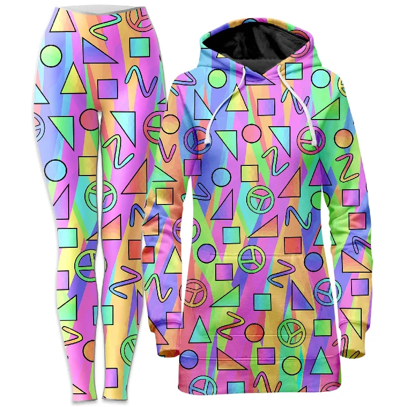 Fantastic Deals Trippy Retro Peace Signs Hoodie Dress and Leggings Combo