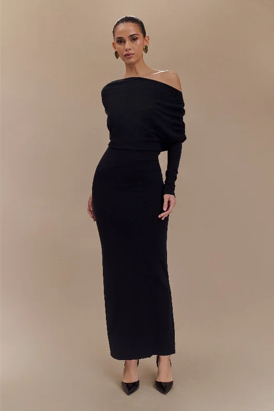 Quick Sale Jessie Cowl Neck Knit Midi Dress - Black