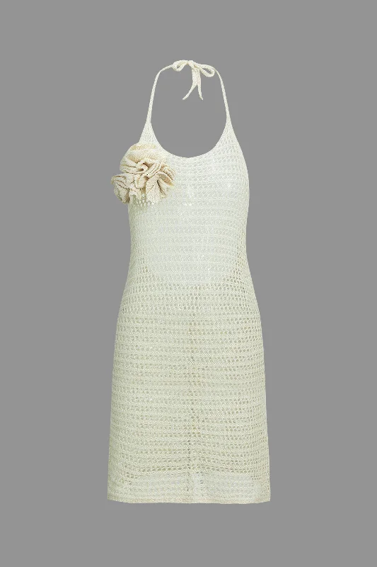 Deal Explosion Solid Knit Cut Out Backless Tie-Up Dress