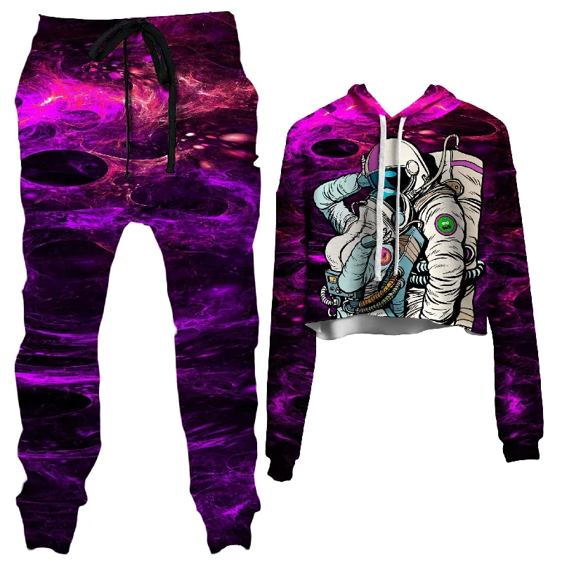 Warehouse Sale We Landed Crop Hoodie and Joggers Combo