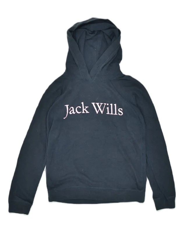 Extra Savings JACK WILLS Womens Graphic Hoodie Jumper UK 6 XS Black Cotton
