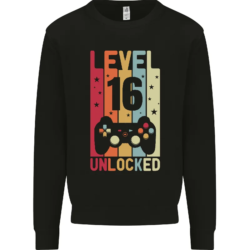 Deal Dash 16th Birthday 16 Year Old Level Up Gaming Mens Sweatshirt Jumper