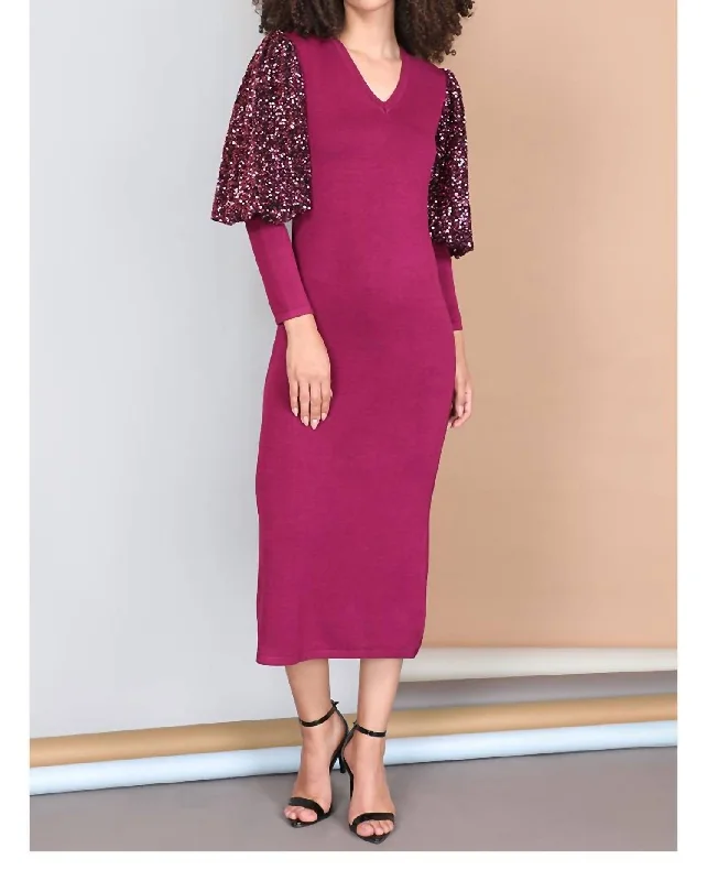 Stock Clearance Sequin Dress In Fuchsia