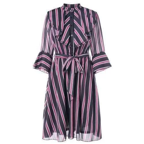 Limited Quantity Vertical Stripe High Waist Dress - Black M