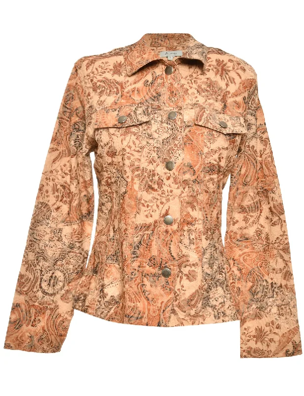 Super Savings Printed Brown Jacket - L