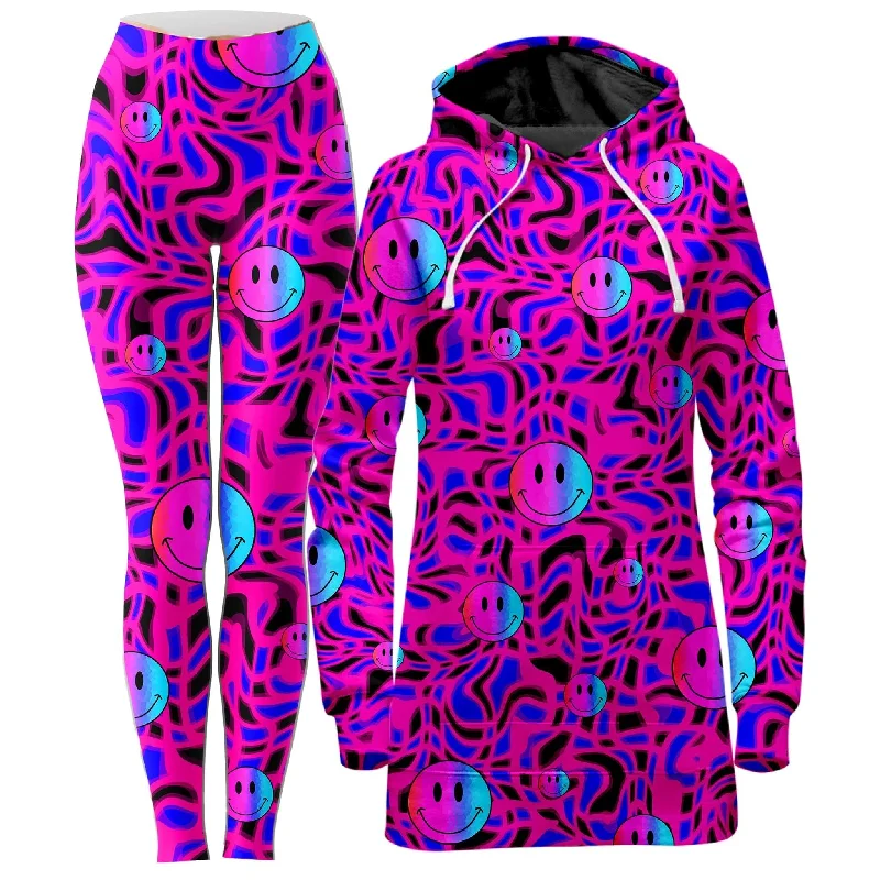 Mega Sale Trippy Smiles Hoodie Dress and Leggings Combo