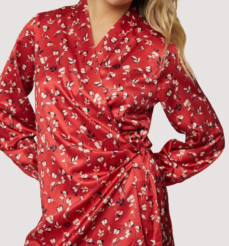 Super Bargain Falling In Love Mini Dress In Red White Floral