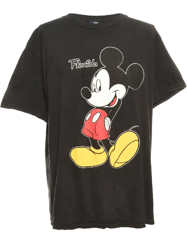 Price Break Mickey Mouse Black Cartoon T-shirt - M