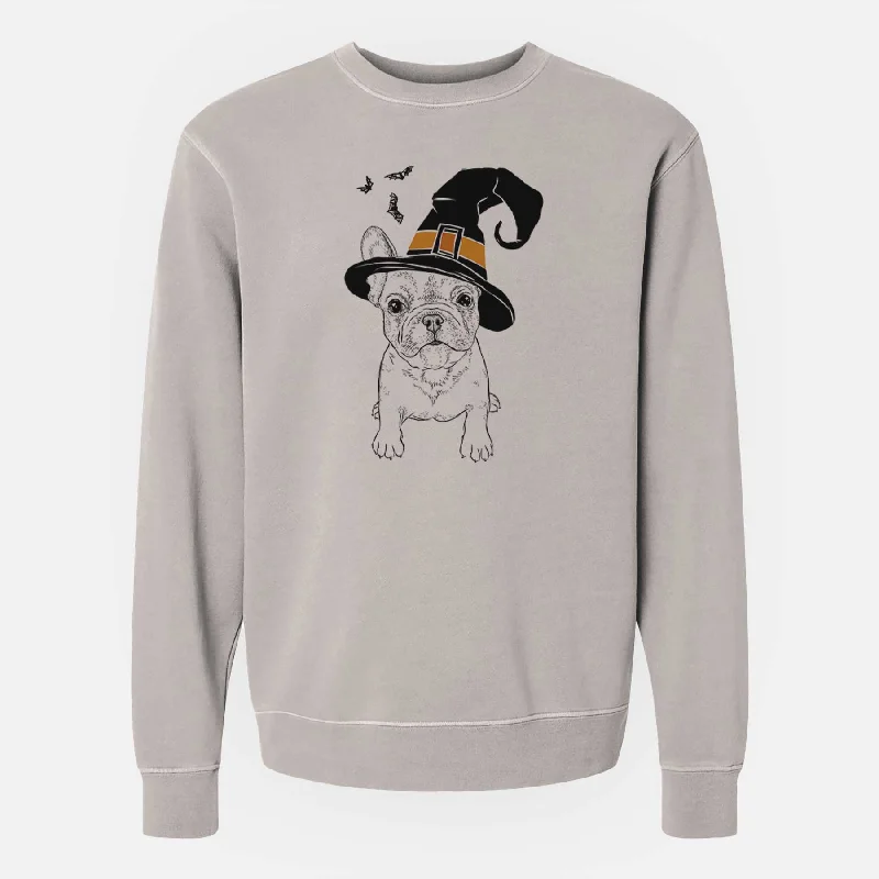 Loyalty Reward Witch Puppy Pierre the French Bulldog - Unisex Pigment Dyed Crew Sweatshirt