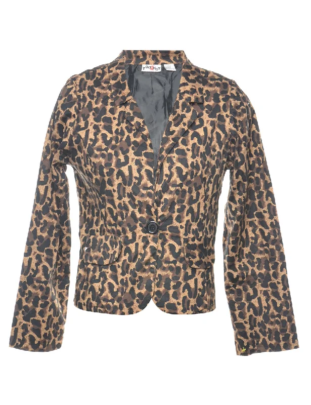 Flash Deals Leopard Pattern Blazer - S