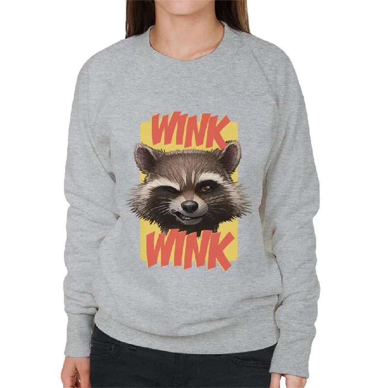 Closeout Sale Marvel Guardians Of The Galaxy Rocket Wink Wink Women's Sweatshirt
