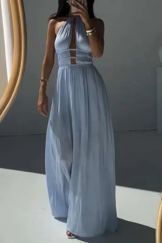 Massive Deals Halter Neck Cut Out Sleeveless Maxi Dress