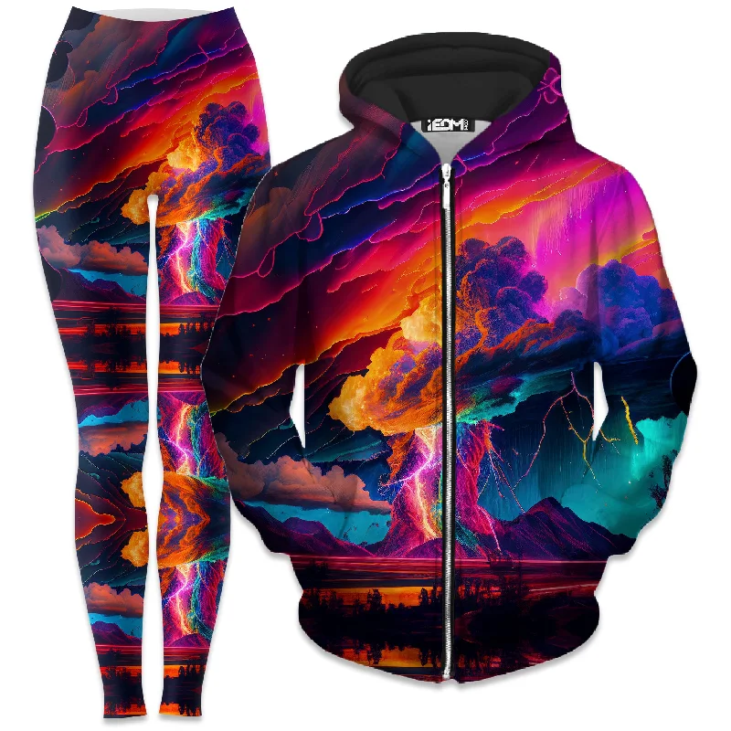 Major Savings Rainbow Storm Zip-Up Hoodie and Leggings Combo