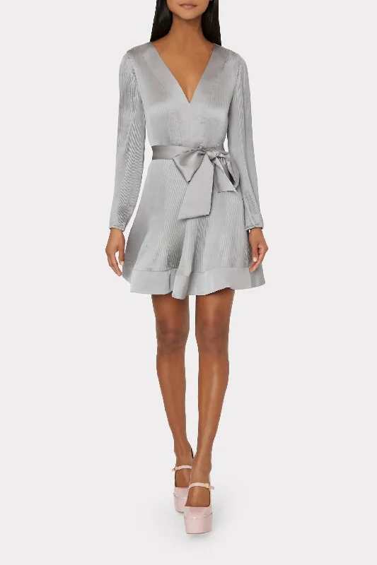 Limited Stock Liv Solid Pleat Dress In Silver