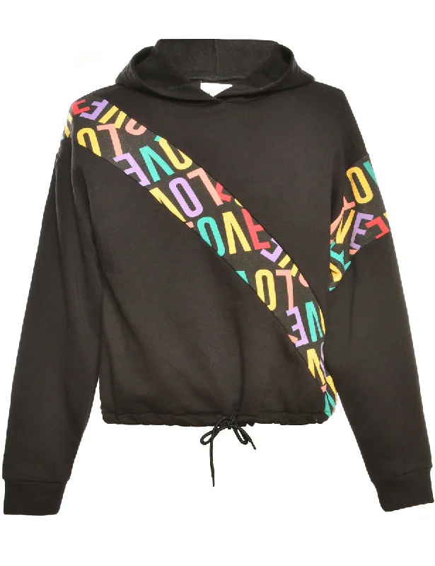 Early Access Black Printed Hoodie - L