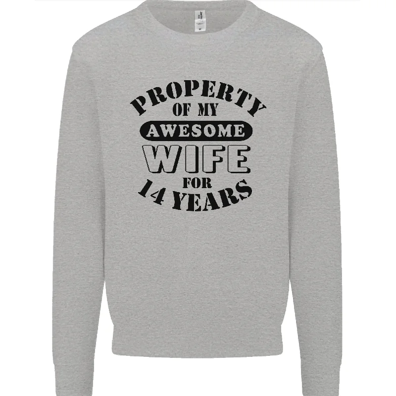 Big Discounts 14th Wedding Anniversary 14 Year Funny Wife Mens Sweatshirt Jumper
