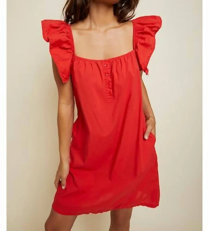 Limited Availability Ophelia A-Line Ruffle Mini In Cherrybomb