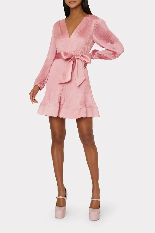 Overstock Liv Satin Pleated Dress In Rose Gold