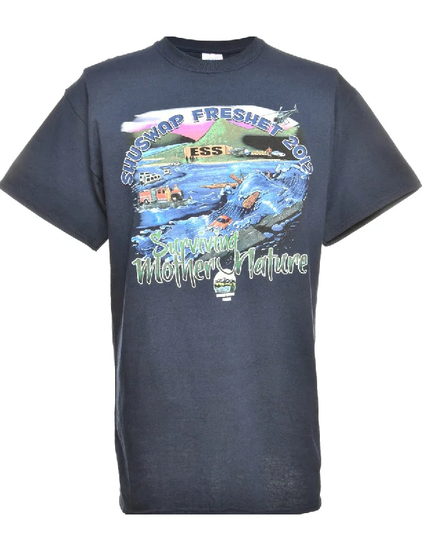Markdowns Shuswap Freshet Navy Gildan Printed T-shirt - M