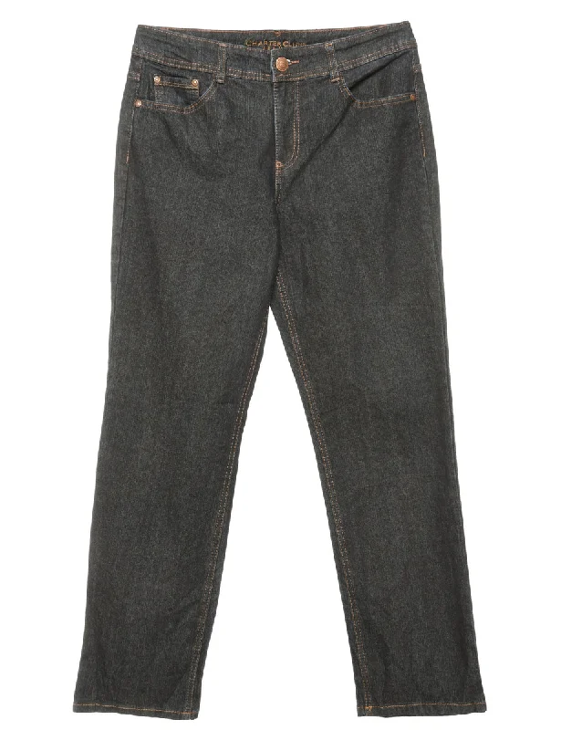 Blowout Deals Dark Wash Zip Front Straight Fit Jeans - W32 L30