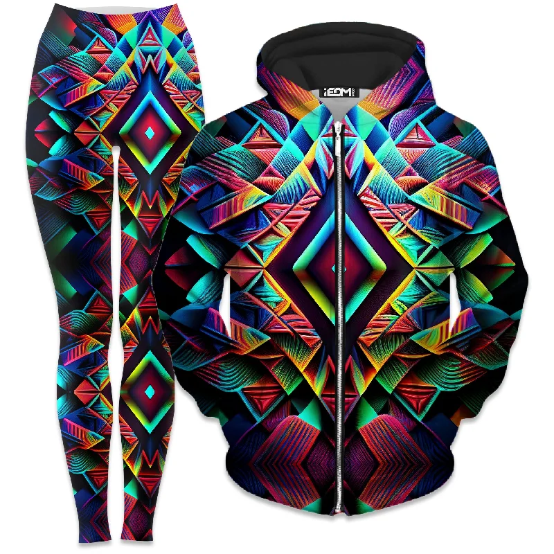 Low Prices Psychedelic Tribal Zip-Up Hoodie and Leggings Combo