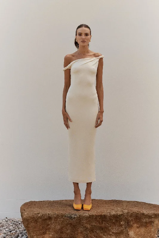 Online Specials The Long Poppy Dress Cream