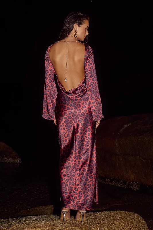 Savings Bonanza XARIA MAXI DRESS - RED LEOPARD