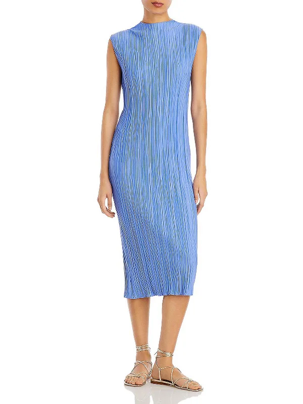 TIME-Limited Offer Womens Mockneck Shirred Sheath Dress