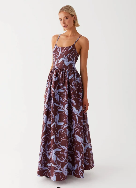Unmissable Offer Tesoro Maxi Dress - Brown Purple Floral