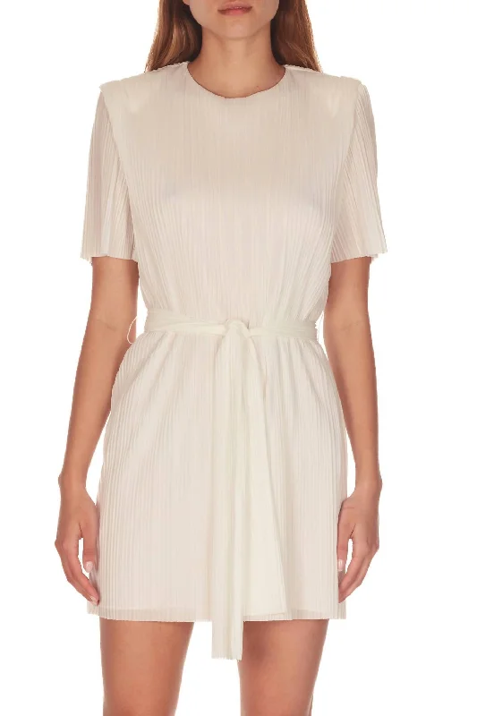 Major Savings Roxbury Pleated Dress In White