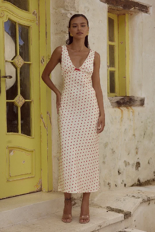 Seasonal Sale LIVI MIDI DRESS - WHITE/RED