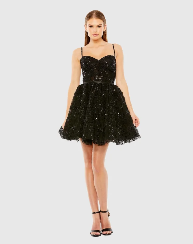 Steals and Deals Beaded Strap Bustier Sequin Mini Dress