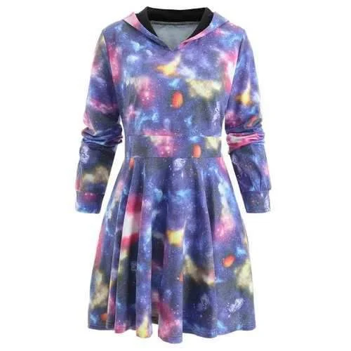 Inventory Reduction Outer Space Fit and Flared Mini Dress - Royal Blue L