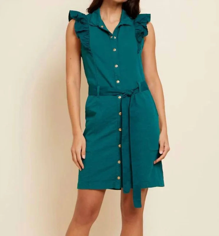 Unmissable Offer Fennix Ruffled Collar Mini Dress In Emerald
