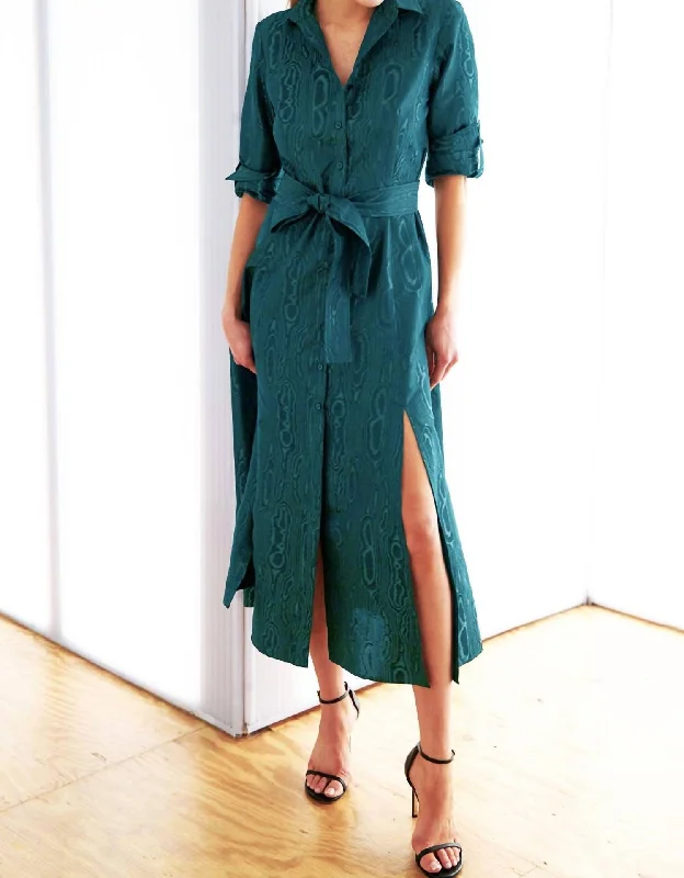 Best Deals Laine Moire Jacquard Dress In Emerald